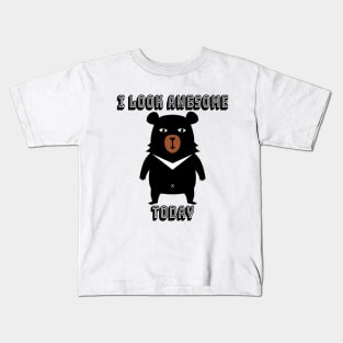 I look awesome today cute funny bear in suit  design Kids T-Shirt